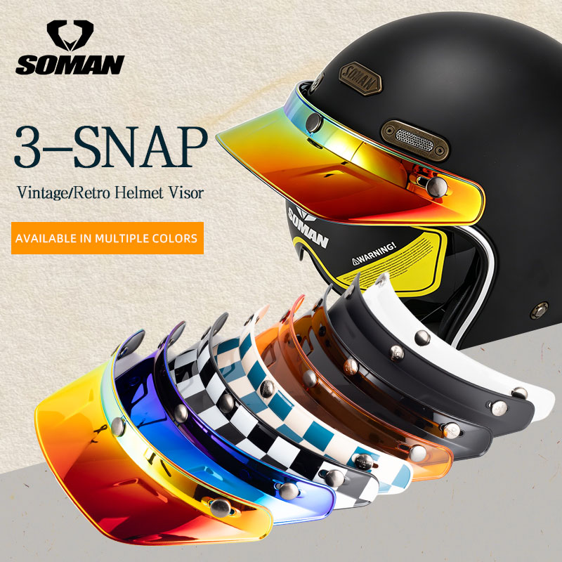 Motorcycle Gear Vintage - Motorrad-Gesichtsschutzvisier, Retro-Schutzschild, Vintage-Helmkrempe, Helmzubehör im Vintage-Stil
