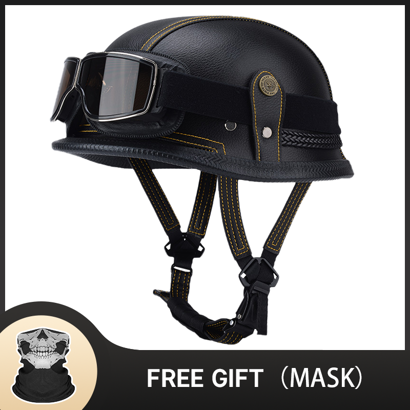 Motorcycle Gear Vintage - Deutscher halber Vintage-Helm, klassischer offener Motorradhelm,