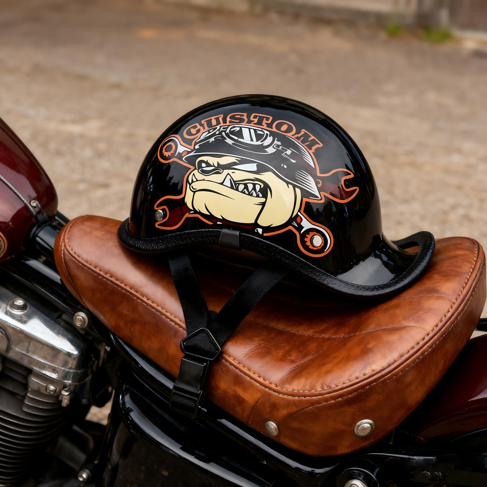 Motorcycle Gear Vintage - Retro Straßen-Motorradhelm Sicherheitsausrüstung für Stadtfahrten Vintage