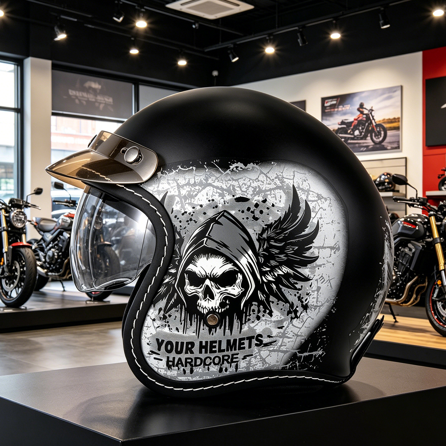 Unisex Retro Dreiviertel-Motor – Motorcycle Gear Vintage Bewertung und Preis